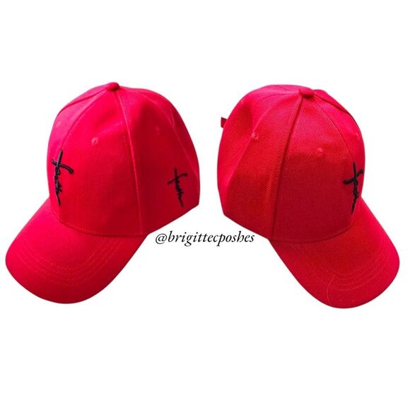 FAITH Unisex Red Adjustable Ball Cap - Picture 3 of 13
